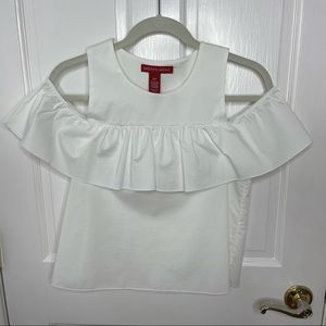 Saks Fifth Avenue White Ruffle Blouse